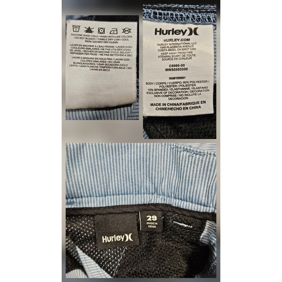 Hurley Porter Walkshorts Mens 29 Blue White Striped Seersucker Pinstripe Coastal - Picture 4 of 8